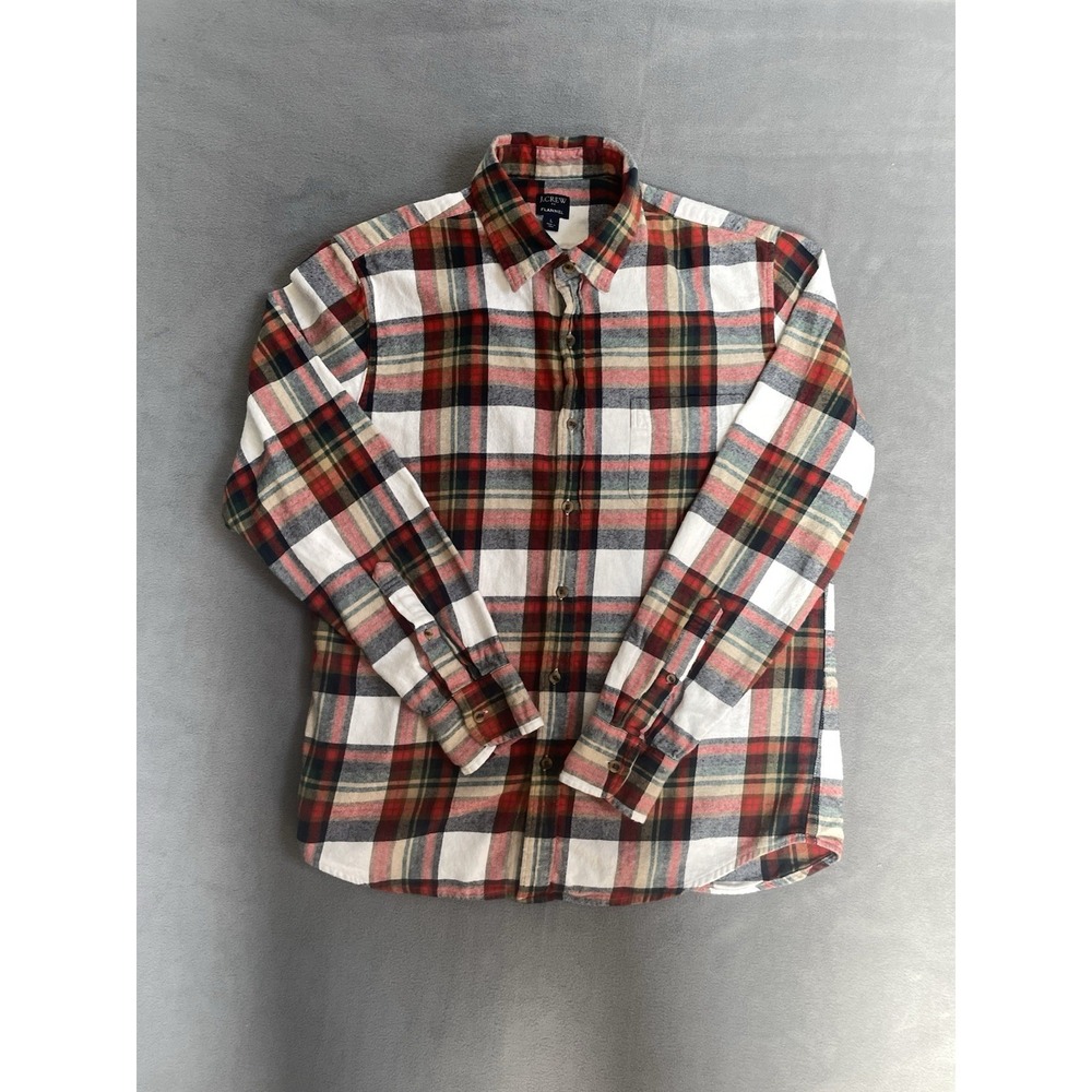 J. Crew Men's Flannel Multi-Color Long Sleeve Casual Button Up Shirt Size Large